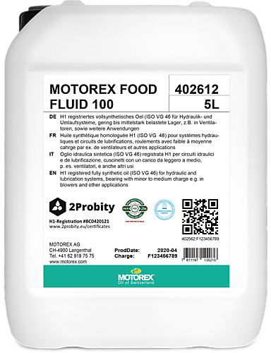 Motorex Food Fluid 100 5-Liter-Kanister H1-Hydrauliköl