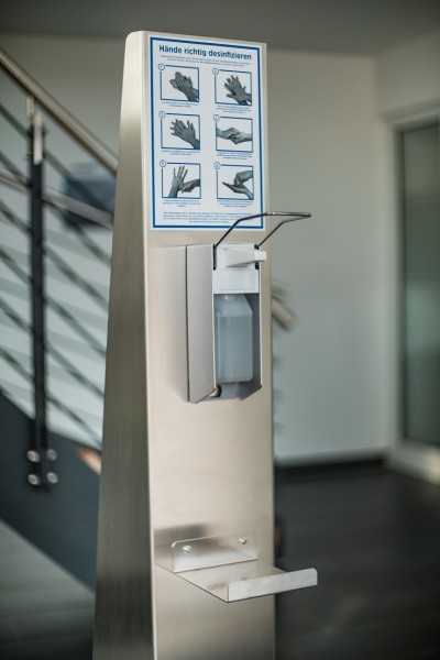 Desinfektionssäule für Hände - Edelstahl Desinfektionsmittelspender