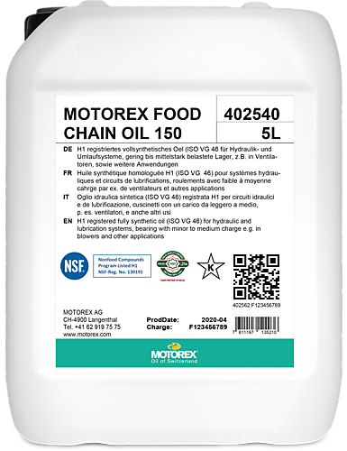 Motorex Food Chain Oil 150 5-Liter-Kanister Kettenöl NSF H1